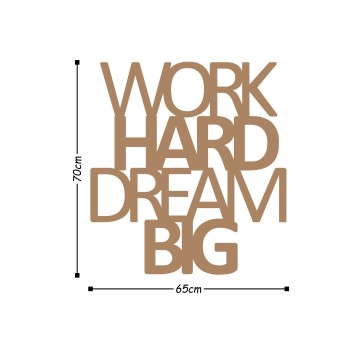 Decoración pared de metal Work Hard Dream Bıg cobre 65x70 cm