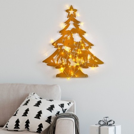 Decoración pared de metal XMASGOLD-24 oro 59x70 cm