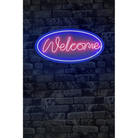 Iluminación LED decorativa de plástico Welcome azul rosado 29x58x2 cm