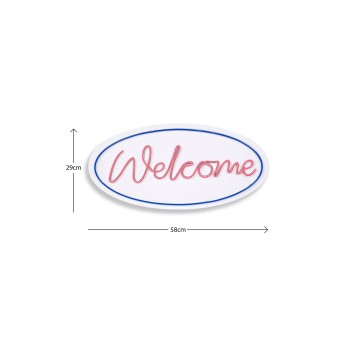 Iluminación LED decorativa de plástico Welcome azul rosado 29x58x2 cm