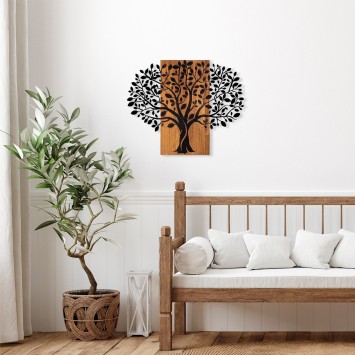 Decoración pared de madera Magical Tree -378 nogal negro 73x58 cm