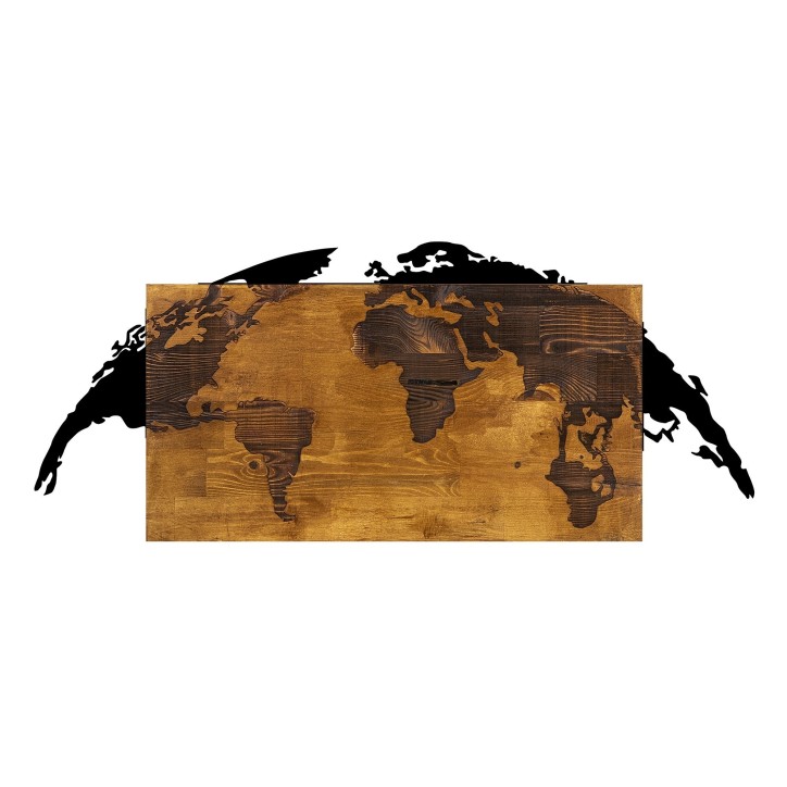 Decoración pared de madera World Map nogal negro 83x35 cm