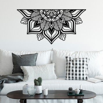 Decoración pared de metal Mandala-S-1 negro 118x1.5x59 cm