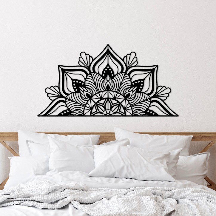 Decoración pared de metal Mandala-S-1 negro 118x1.5x59 cm