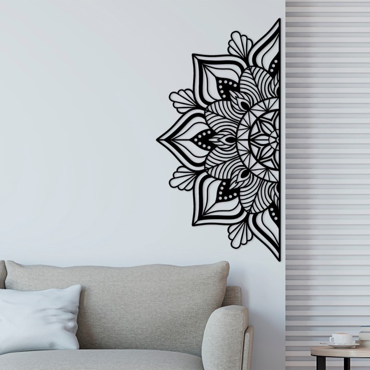 Decoración pared de metal Mandala-S-1 negro 118x1.5x59 cm