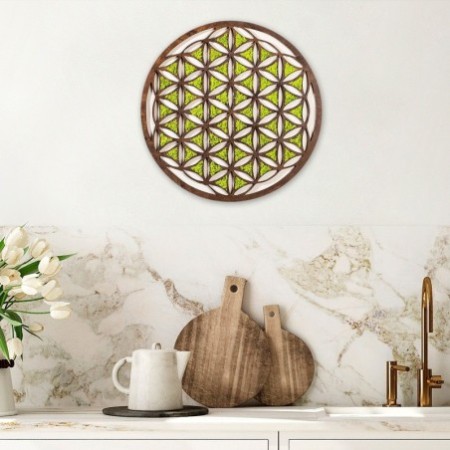 Decoración pared Geometric blanco marrón verde 44x1.6x44 cm