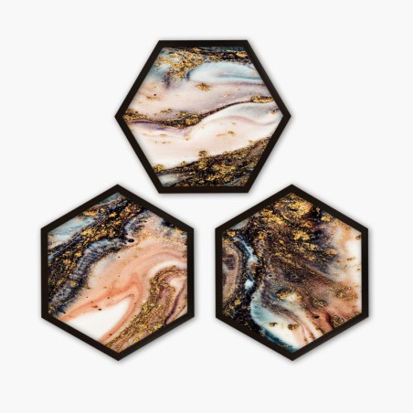 Cuadro decorativo enmarcado 6GEN1243121752 multicolor 35x35 cm (3 piezas)