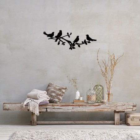 Decoración pared de metal Birds On The Branc negro 70x26 cm