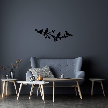 Decoración pared de metal Birds On The Branc negro 70x26 cm