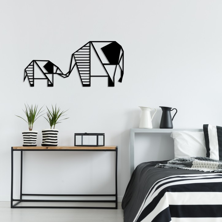 Decoración pared de metal Elephant 3 negro 55x25 cm