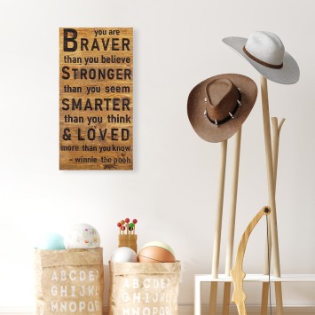 Decoración pared de madera Braver Stronger Smarter Loved nogal negro 30x3x58 cm