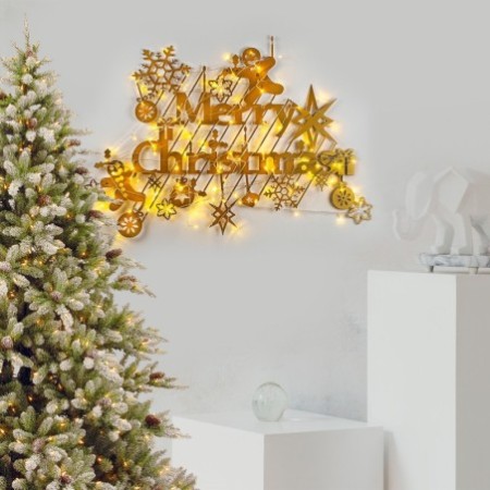 Decoración pared de metal XMASGOLD-23 oro 95x69 cm