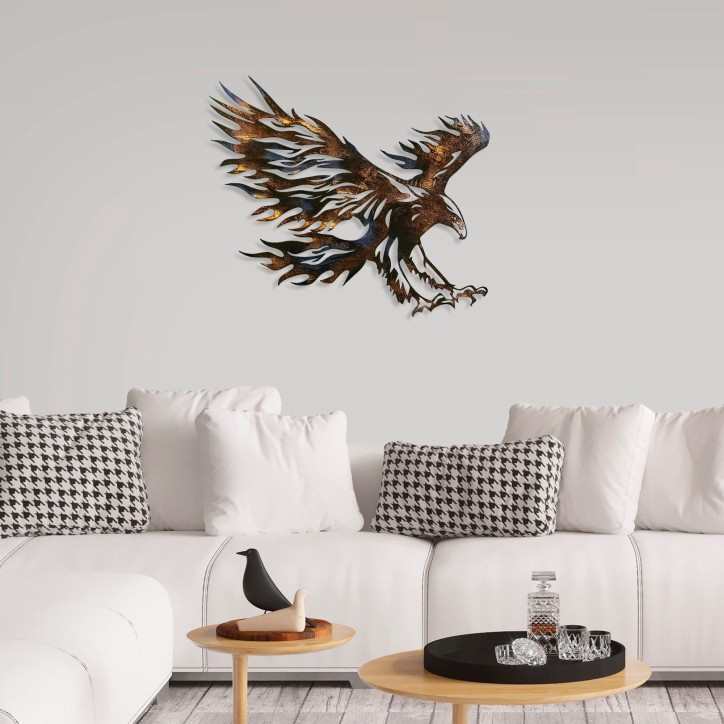 Decoración pared de metal Eagle 3 multicolor 71x63 cm