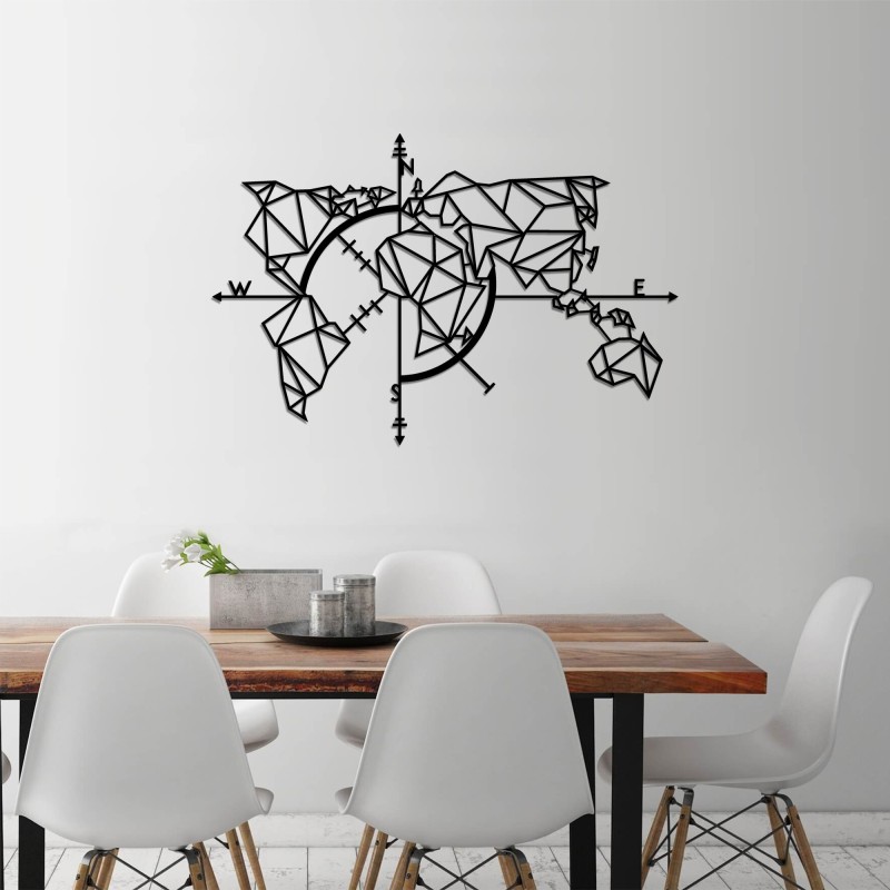 Decoración pared de metal World Map Metal Decor 2 negro 111x74 cm