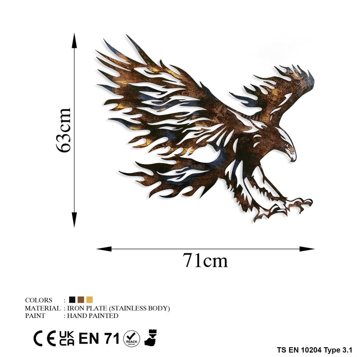 Decoración pared de metal Eagle 3 multicolor 71x63 cm