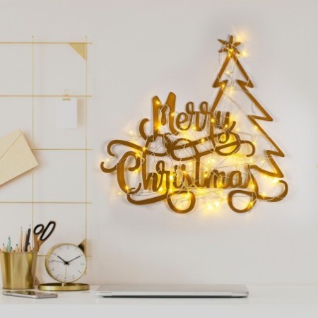 Decoración pared de metal XMASGOLD-8 oro 62x60 cm