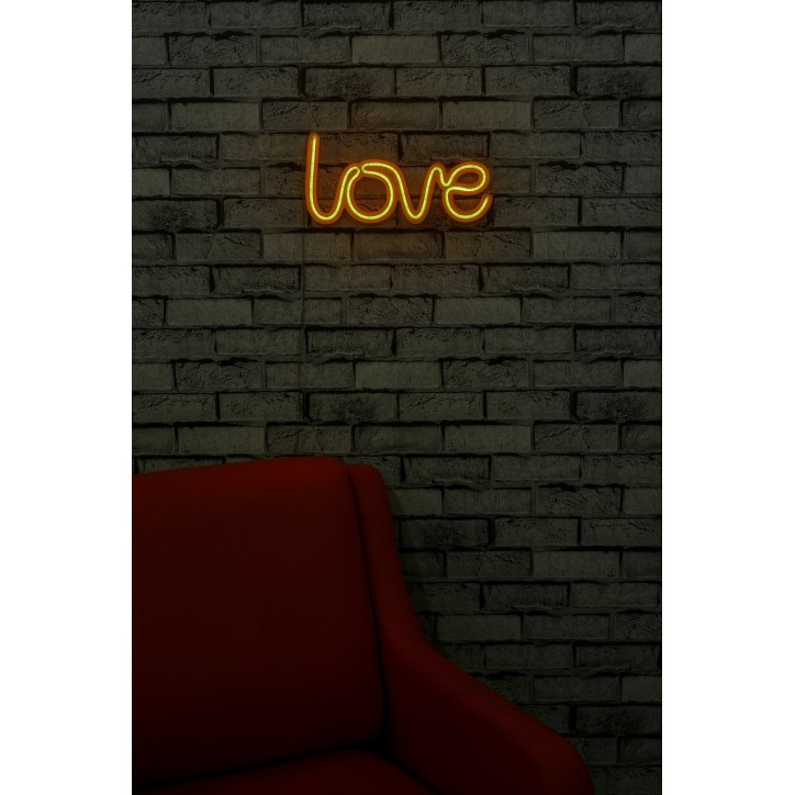 Iluminación LED decorativa de plástico Love amarillo 37x19x2 cm