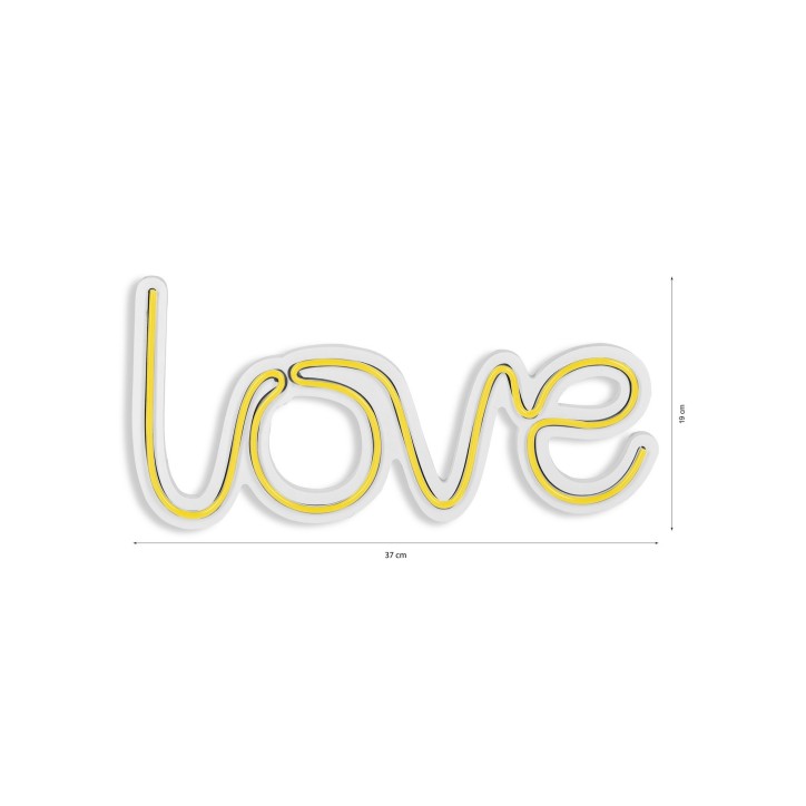 Iluminación LED decorativa de plástico Love amarillo 37x19x2 cm