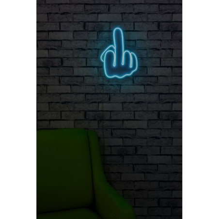 Iluminación LED decorativa de plástico Middle Finger azul 27x37x2 cm