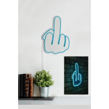 Iluminación LED decorativa de plástico Middle Finger azul 27x37x2 cm