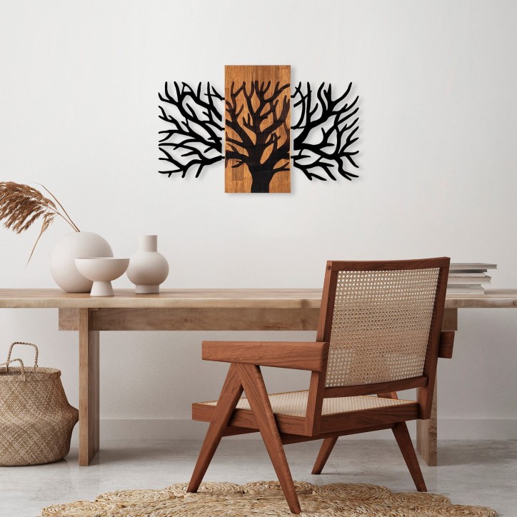 Decoración pared de madera Horn Tree-381 nogal negro 96x58 cm