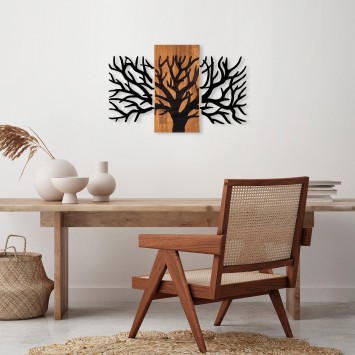 Decoración pared de madera Horn Tree -381 nogal negro 96x58 cm