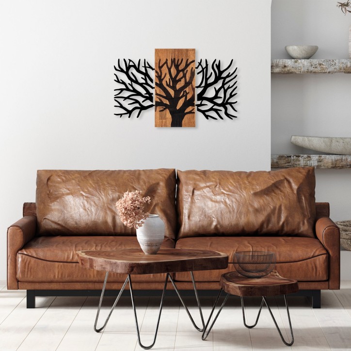 Decoración pared de madera Horn Tree-381 nogal negro 96x58 cm