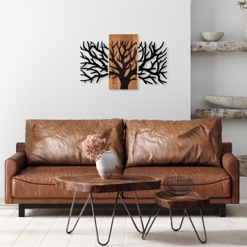 Decoración pared de madera Horn Tree -381 nogal negro 96x58 cm