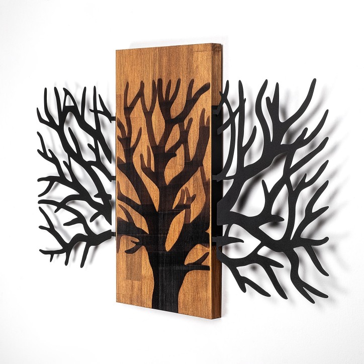 Decoración pared de madera Horn Tree-381 nogal negro 96x58 cm