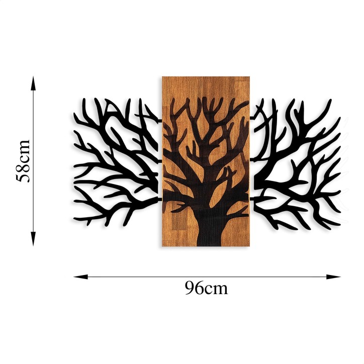 Decoración pared de madera Horn Tree-381 nogal negro 96x58 cm