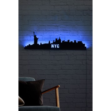 Iluminación LED decorativa NYC Skyline azul 80x24 cm