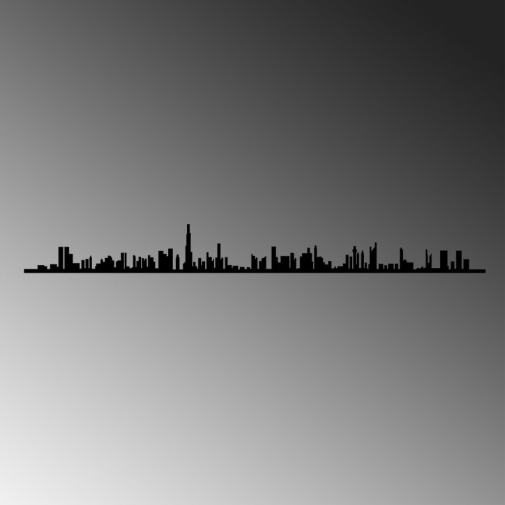 Decoración pared de metal Dubai Skyline negro 120x13 cm