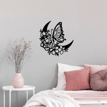 Decoración pared de metal Butterfly And Flower 2 negro 47x1.5x49 cm