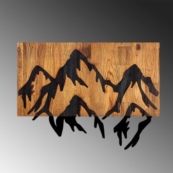 Decoración pared de madera Mountain 5 nogal claro negro 58x3x44 cm