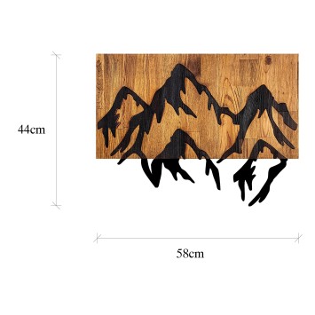 Decoración pared de madera Mountain 5 nogal claro negro 58x3x44 cm