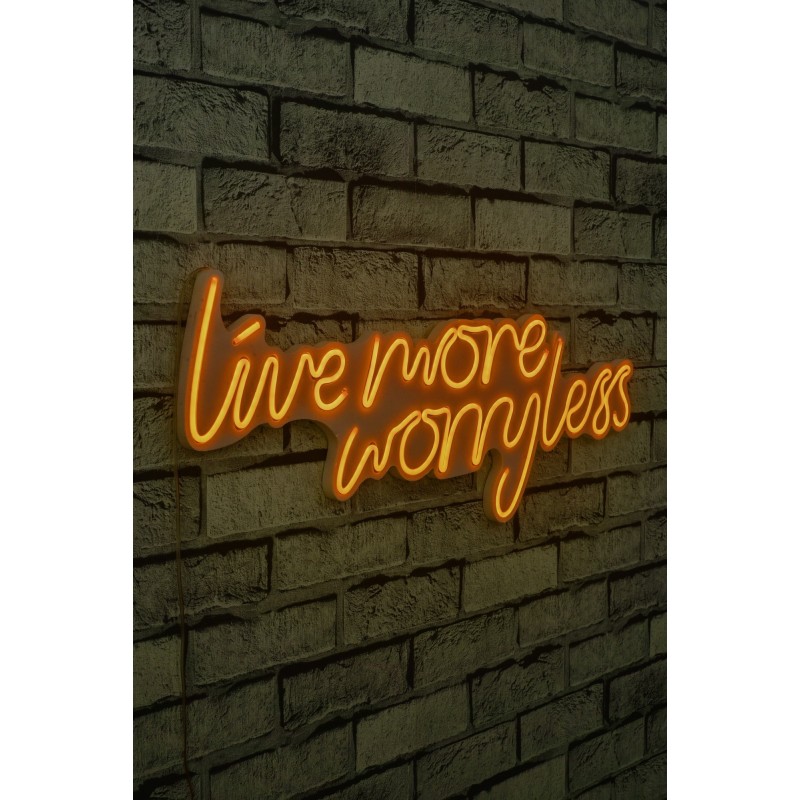 Iluminación LED decorativa de plástico Live More Worry Less amarillo 67x36x2 cm