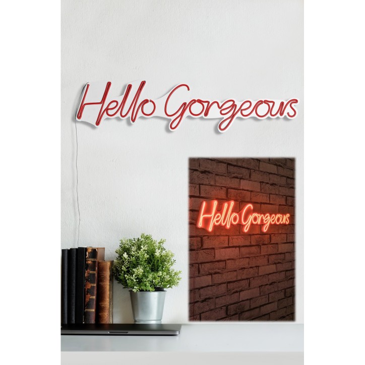 Iluminación LED decorativa de plástico Hello Gorgeous rojo 75x18x2 cm