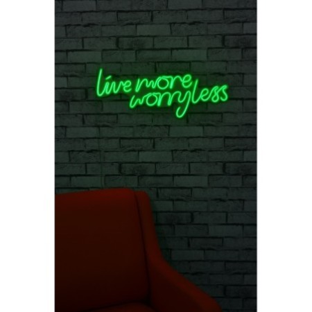 Iluminación LED decorativa de plástico Live More Worry Less verde 67x36x2 cm