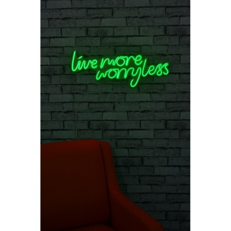 Iluminación LED decorativa de plástico Live More Worry Less verde 67x36x2 cm