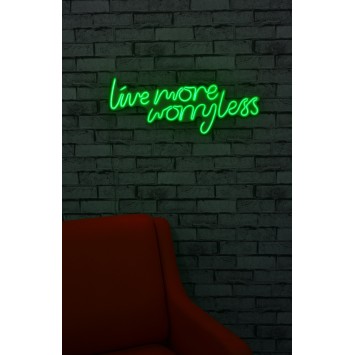 Iluminación LED decorativa de plástico Live More Worry Less verde 67x36x2 cm