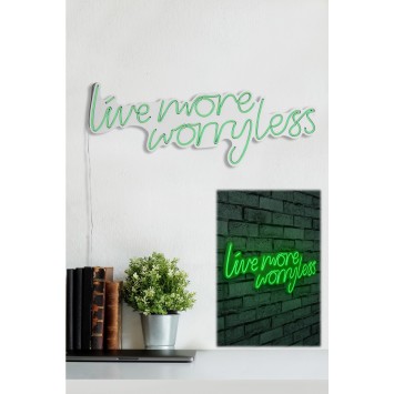 Iluminación LED decorativa de plástico Live More Worry Less verde 67x36x2 cm