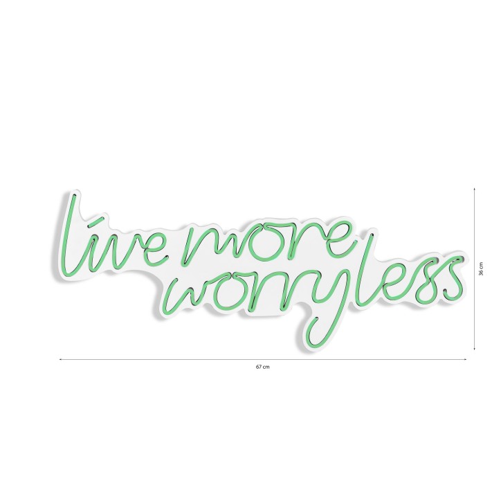 Iluminación LED decorativa de plástico Live More Worry Less verde 67x36x2 cm