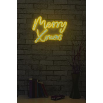 Iluminación LED decorativa de plástico Merry Christmas amarillo 43x33x2 cm