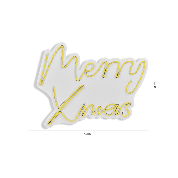 Iluminación LED decorativa de plástico Merry Christmas amarillo 43x33x2 cm