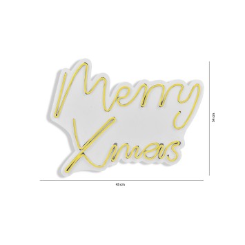 Iluminación LED decorativa de plástico Merry Christmas amarillo 43x33x2 cm