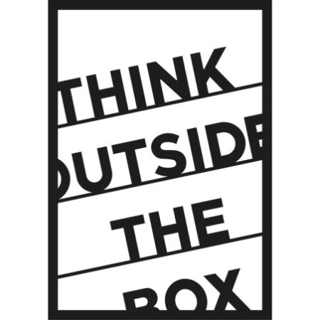 Decoración pared de metal Think Outside The Box negro 35x50 cm