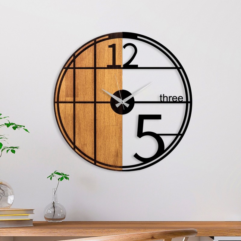 Reloj de pared madera Modelo -62 nogal negro diámetro 56 cm