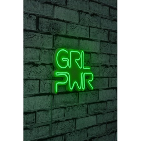 Iluminación LED decorativa de plástico Girl Power verde 36x25x2 cm