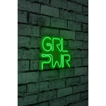 Iluminación LED decorativa de plástico Girl Power verde 36x25x2 cm