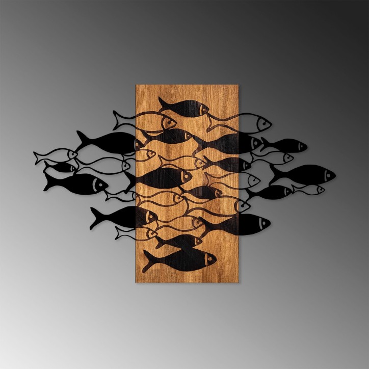 Decoración pared de madera Shoal nogal negro 88x58 cm